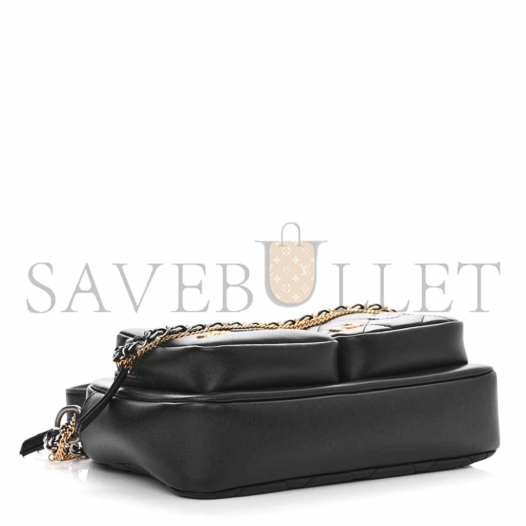 CHANEL CALFSKIN QUILTED SMALL CAMERA CASE BLACK AS2933 (20.5*14.5*9cm)